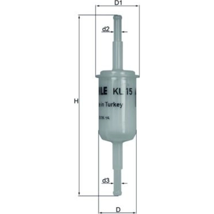 KL 15 OF MAHLE Kraftstofffilter KL 15 OF, Leitungsfilter, Höhe 143,5 mm – u. a. für VW Kaefer, VW Golf II (19E, 1G1), VW Passat B2 Variant (33B) – OE Nummer 121261275A - l KL 15 OF MAHLE Kraftstofffilter KL 15 OF, Leitungsfilter, Höhe 143,5 mm – u. a. für VW Kaefer, VW Golf II (19E, 1G1), VW Passat B2 Variant (33B) – OE Nummer 121261275A - l