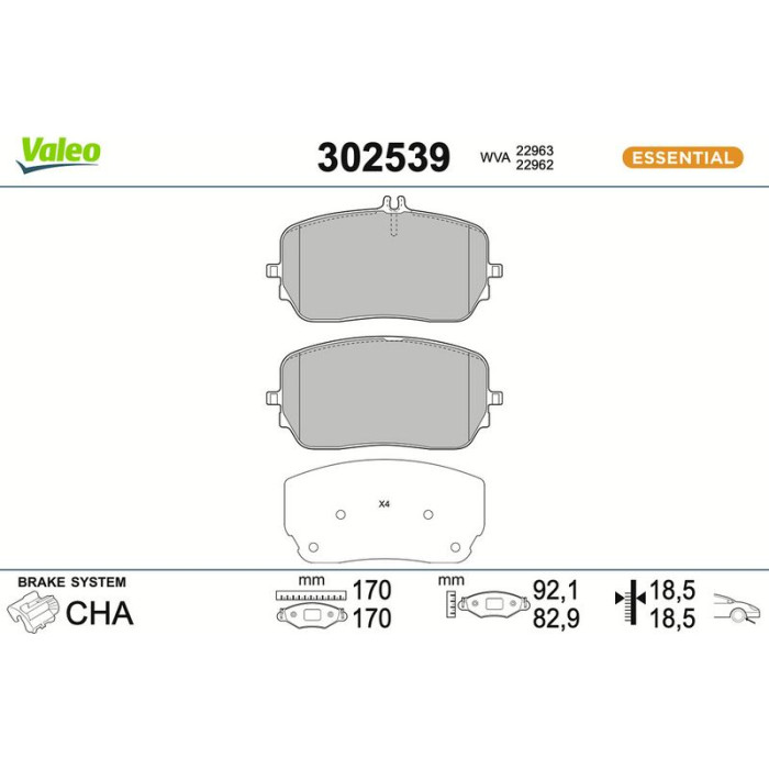 Valeo Bremsbelagsatz 302539 Valeo Bremsbelagsatz 302539
