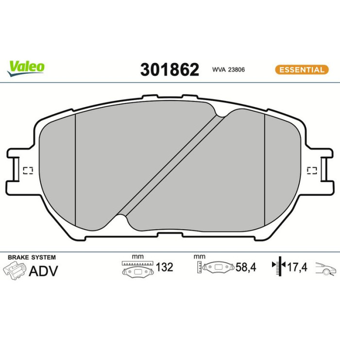 301862 Valeo Bremsbelagsatz 301862 301862 Valeo Bremsbelagsatz 301862