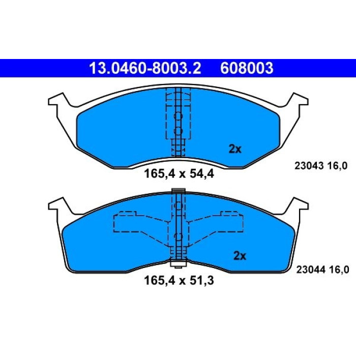 ATE Bremsbelagsatz Chrysler Vorderachse Neon/Voyager/300 M 95-06 13.0460-8003.2 ATE Bremsbelagsatz Chrysler Vorderachse Neon/Voyager/300 M 95-06 13.0460-8003.2