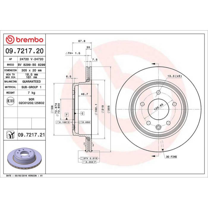 Brembo Bremsscheibe 09.7217.20 Brembo Bremsscheibe 09.7217.20