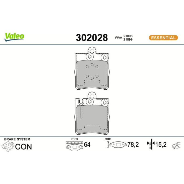 Valeo Bremsbelagsatz 302028 Valeo Bremsbelagsatz 302028