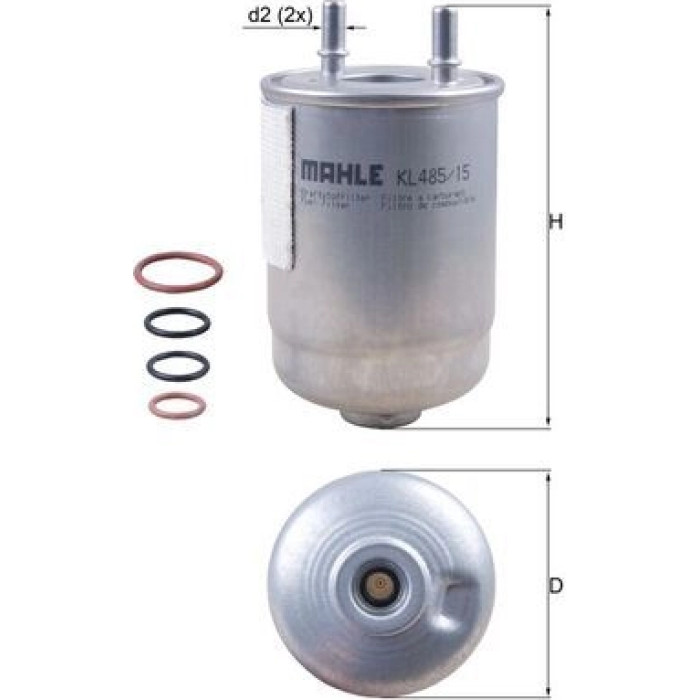 KL 485/15D MAHLE Kraftstofffilter KL 485/15D, Leitungsfilter, Höhe 177,9 mm – u. a. für Renault Megane CC (EZ0/1_), III Coupé (DZ0/1_) – OE Nummer 164004253R - l