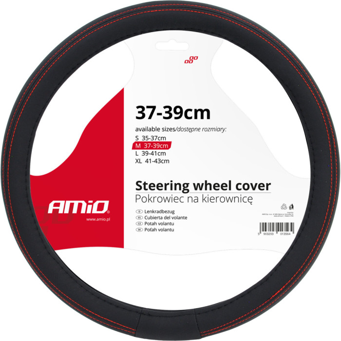 01355 AMiO Lenkradbezug SWC-01-M, 37–39 cm, schwarz – 01355 01355 AMiO Lenkradbezug SWC-01-M, 37–39 cm, schwarz – 01355