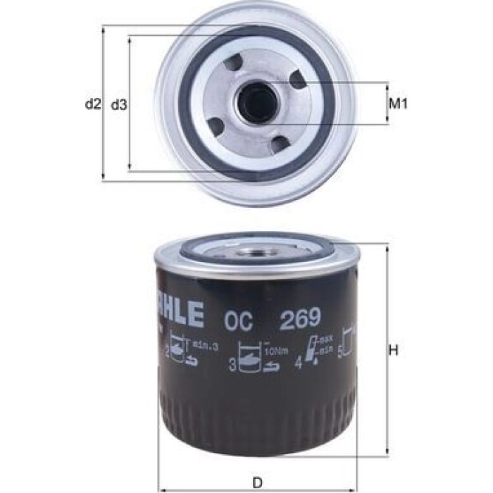 OC 269 MAHLE Ölfilter OC 269, Anschraubfilter, Höhe 96 mm – u. a. für Honda Civic VI Fastback (MA, MB), Rover Maestro Schrägheck, 200 II (RF) – OE Nummer 15400P5TG00 - l OC 269 MAHLE Ölfilter OC 269, Anschraubfilter, Höhe 96 mm – u. a. für Honda Civic VI Fastback (MA, MB), Rover Maestro Schrägheck, 200 II (RF) – OE Nummer 15400P5TG00 - l