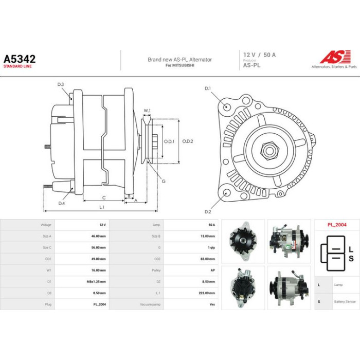 A5342 AS-PL Lichtmaschine (Generator) A5342