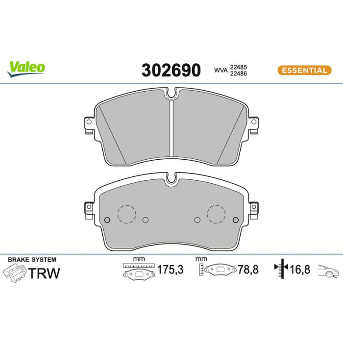 Valeo Bremsbelagsatz 302690 Valeo Bremsbelagsatz 302690