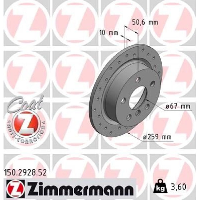 Zimmermann Bremsscheibe Hinterachse Sport 150.2928.52