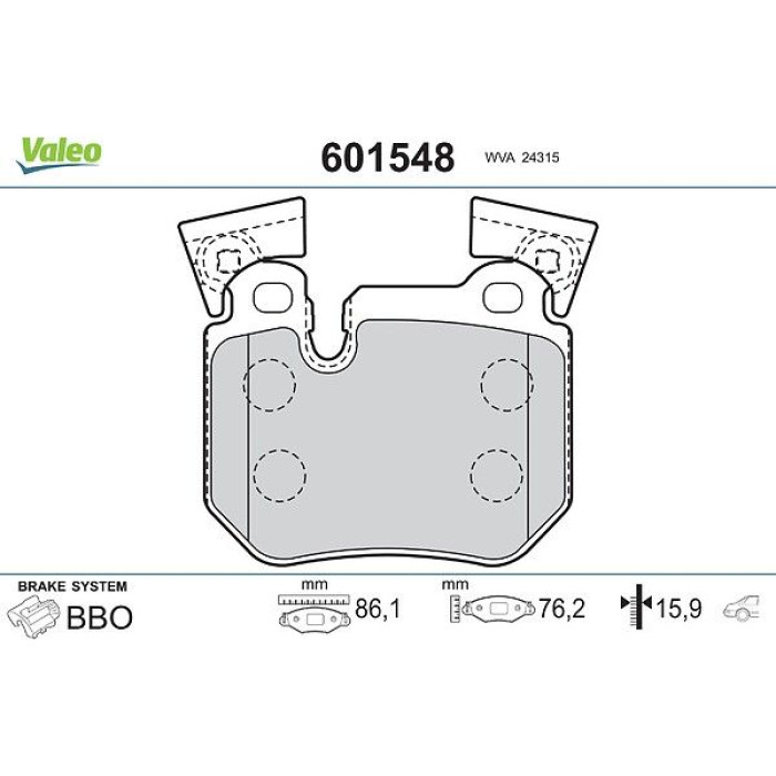Valeo Bremsbelagsatz 601548 Valeo Bremsbelagsatz 601548