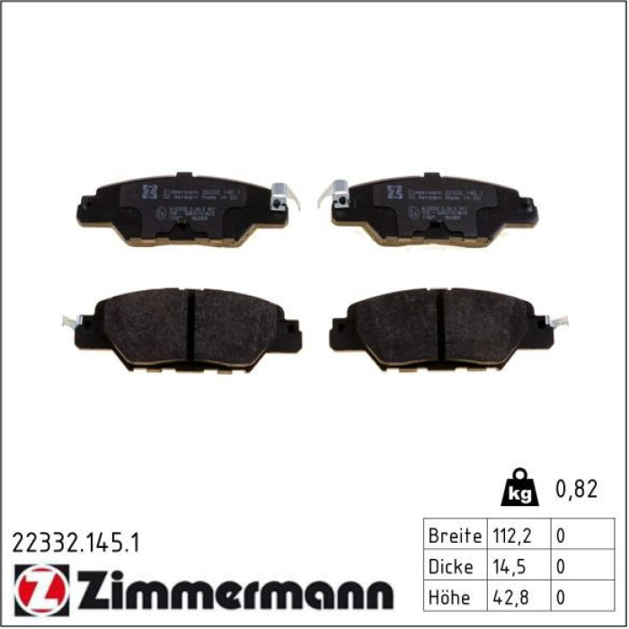 ZIMMERMANN Bremsbeläge 22332.145.1 ZIMMERMANN Bremsbeläge 22332.145.1