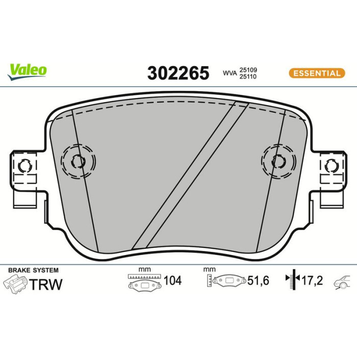 Valeo Bremsbelagsatz 302265 Valeo Bremsbelagsatz 302265