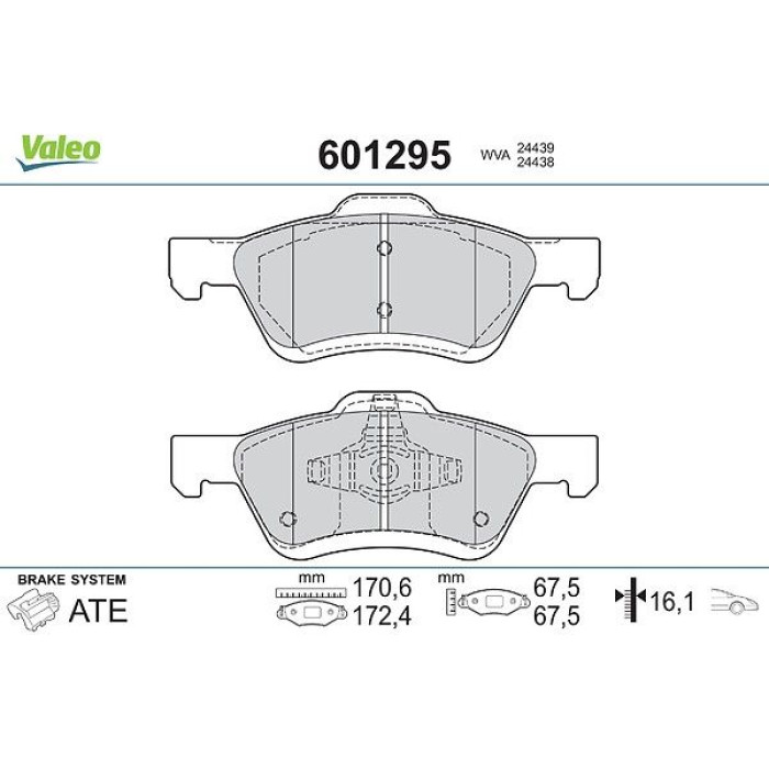 Valeo Bremsbelagsatz 601295 Valeo Bremsbelagsatz 601295