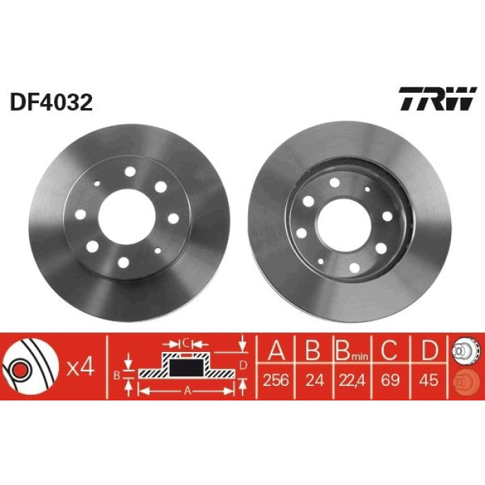 DF4032 TRW Bremsscheibe DF4032 DF4032 TRW Bremsscheibe DF4032