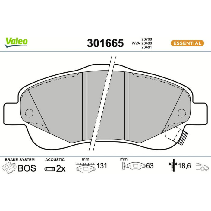 Valeo Bremsbelagsatz 301665 Valeo Bremsbelagsatz 301665