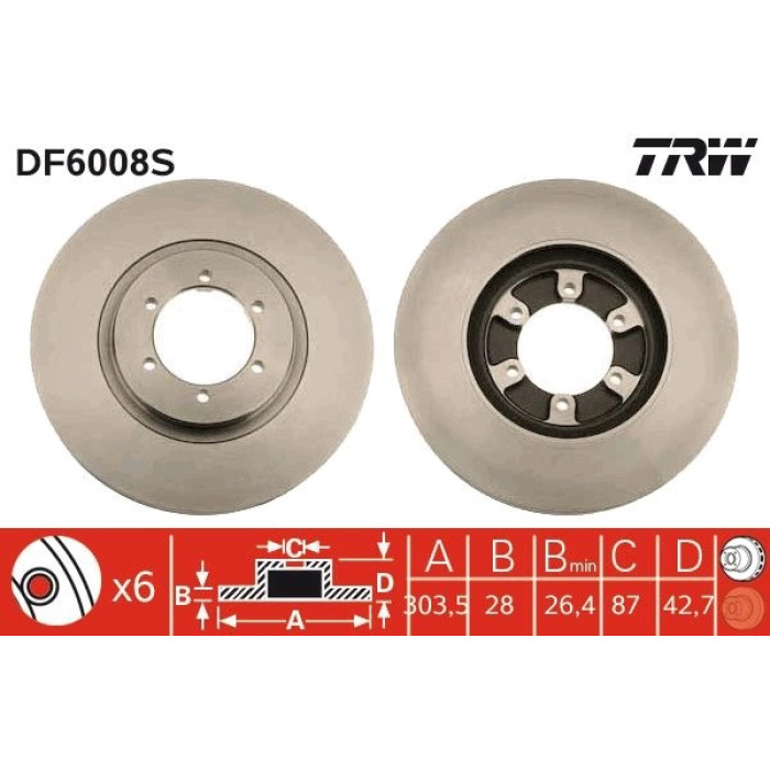 TRW Bremsscheibe Vorderachse DF6008S TRW Bremsscheibe Vorderachse DF6008S