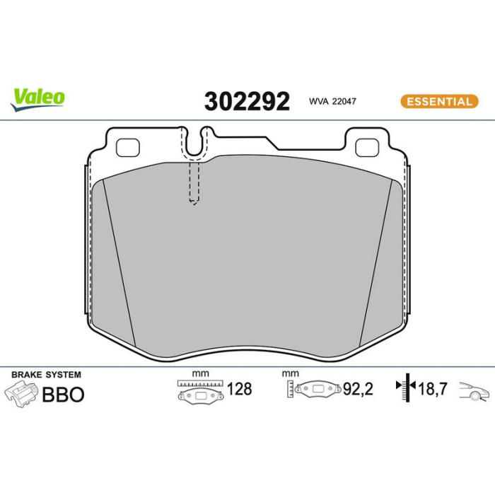 Valeo Bremsbelagsatz 302292 Valeo Bremsbelagsatz 302292