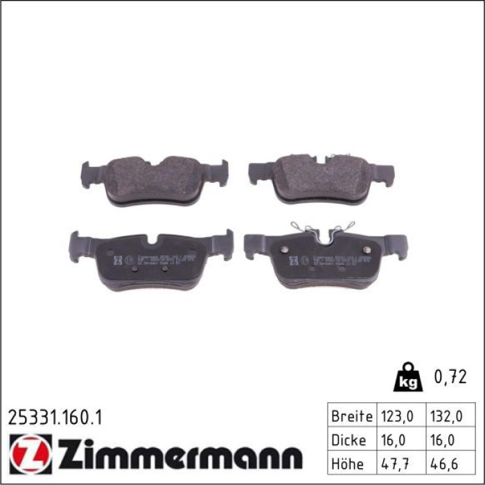 ZIMMERMANN Bremsbeläge 25331.160.1 ZIMMERMANN Bremsbeläge 25331.160.1