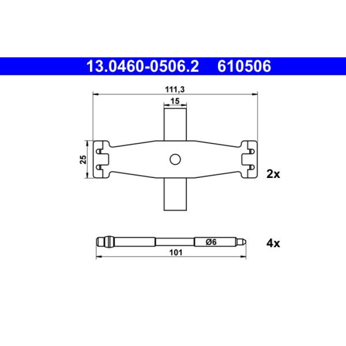 ATE Zubehörsatz Bremsbeläge 13.0460-0506.2 ATE Zubehörsatz Bremsbeläge 13.0460-0506.2