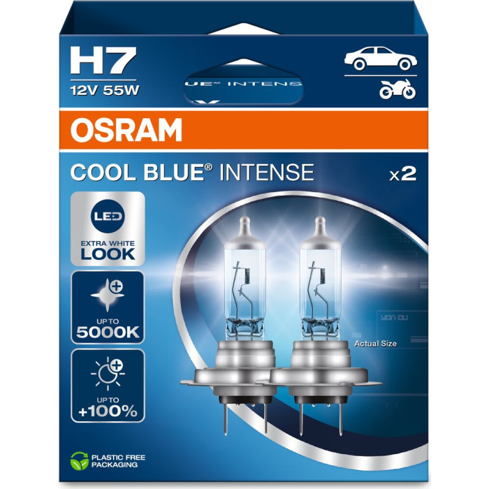 64210CBN-2HB OSRAM H7 12V 55W PX26d Cool Blue Intense NextGen. 5000K +100% Duo 2st 64210CBN-2HB OSRAM H7 12V 55W PX26d Cool Blue Intense NextGen. 5000K +100% Duo 2st