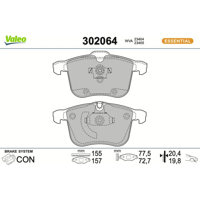 Valeo Bremsbelagsatz 302064 Valeo Bremsbelagsatz 302064