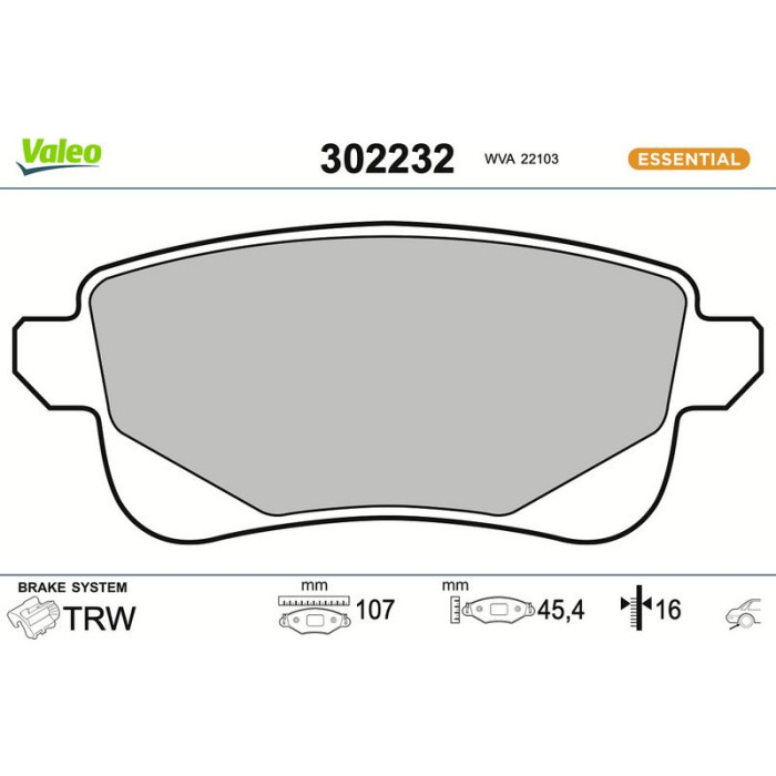 Valeo Bremsbelagsatz 302232 Valeo Bremsbelagsatz 302232