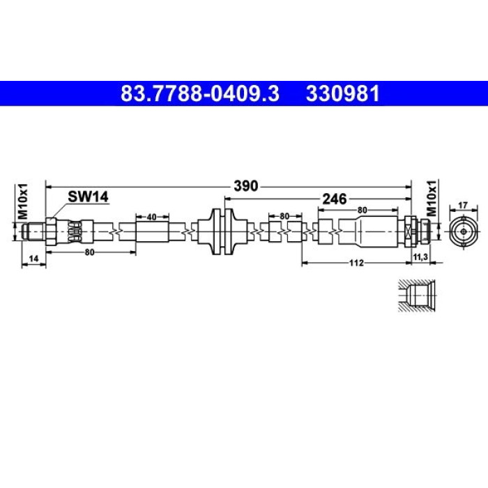 ATE Bremsschlauch 83.7788-0409.3 ATE Bremsschlauch 83.7788-0409.3