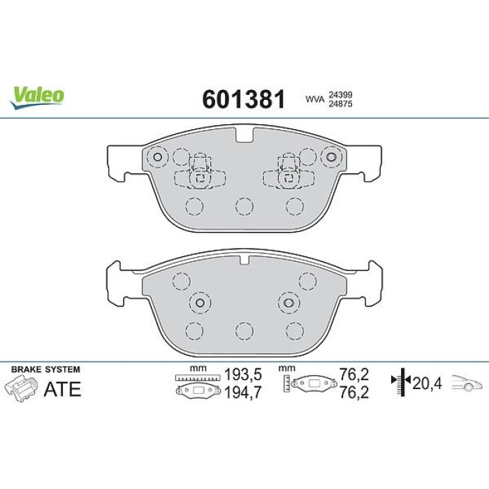 Valeo Bremsbelagsatz 601381 Valeo Bremsbelagsatz 601381
