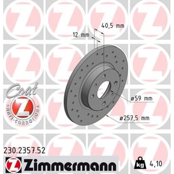 Zimmermann 40 481 014 Sport Bremsscheibe Vorderachse Sport 230.2357.52 Zimmermann 40 481 014 Sport Bremsscheibe Vorderachse Sport 230.2357.52