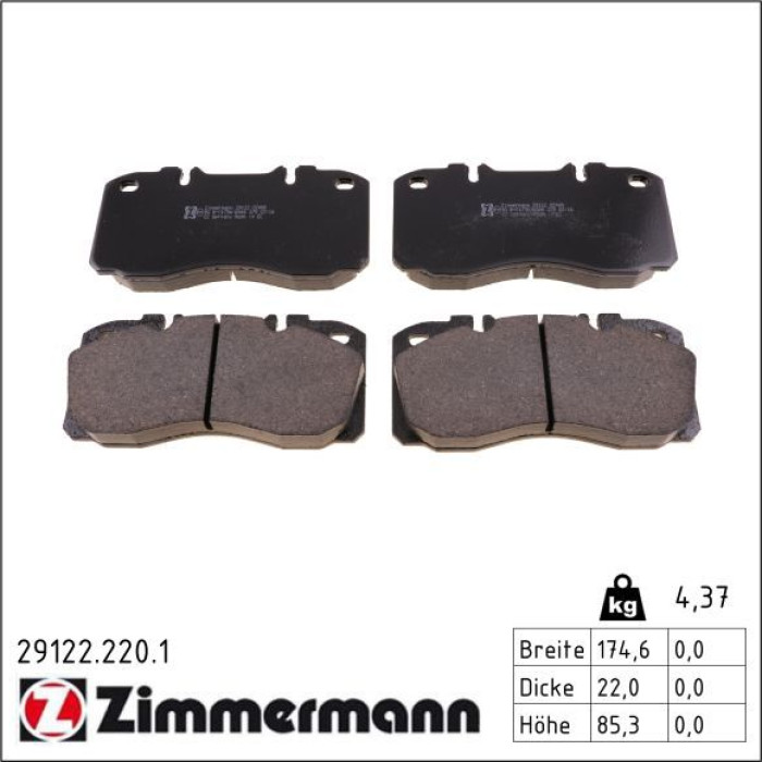 ZIMMERMANN Bremsbeläge 29122.220.1 ZIMMERMANN Bremsbeläge 29122.220.1