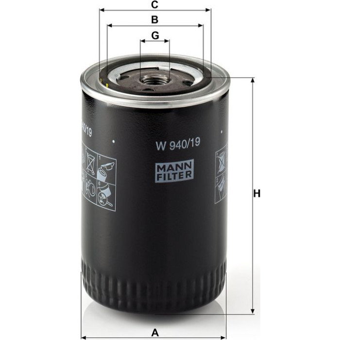 MANN-FILTER Kraftstofffilter LKW W 940/19 MANN-FILTER Kraftstofffilter LKW W 940/19