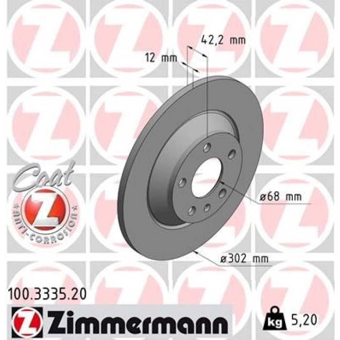 Zimmermann Bremsscheibe 100.3335.20 Zimmermann Bremsscheibe 100.3335.20