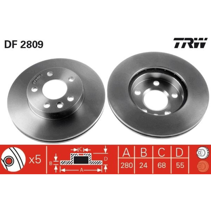 TRW Bremsscheibe VW T4 96 DF2809 TRW Bremsscheibe VW T4 96 DF2809