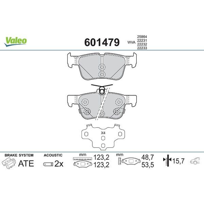Valeo Bremsbelagsatz 601479 Valeo Bremsbelagsatz 601479