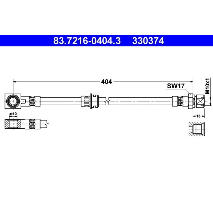 ATE Bremsschlauch 83.7216-0404.3 ATE Bremsschlauch 83.7216-0404.3