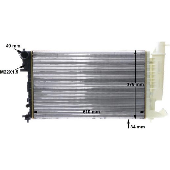 MAHLE Motorkühler / Wasserkühler CR 498 000S, Schaltgetriebe, Netz 610 x 366 x 31 mm – u. a. für Citroën Xsara Break (N2), Citroën Xsara Coupé (N0), Citroën Xsara (N1) – OE Nummer 133046 - l MAHLE Motorkühler / Wasserkühler CR 498 000S, Schaltgetriebe, Netz 610 x 366 x 31 mm – u. a. für Citroën Xsara Break (N2), Citroën Xsara Coupé (N0), Citroën Xsara (N1) – OE Nummer 133046 - l