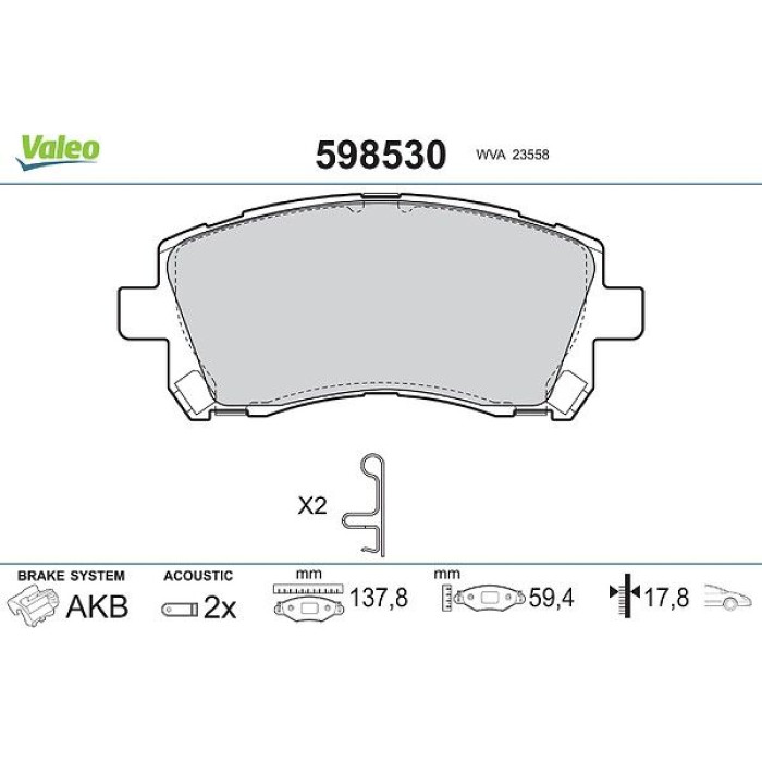 Valeo Bremsbelagsatz 598530 Valeo Bremsbelagsatz 598530