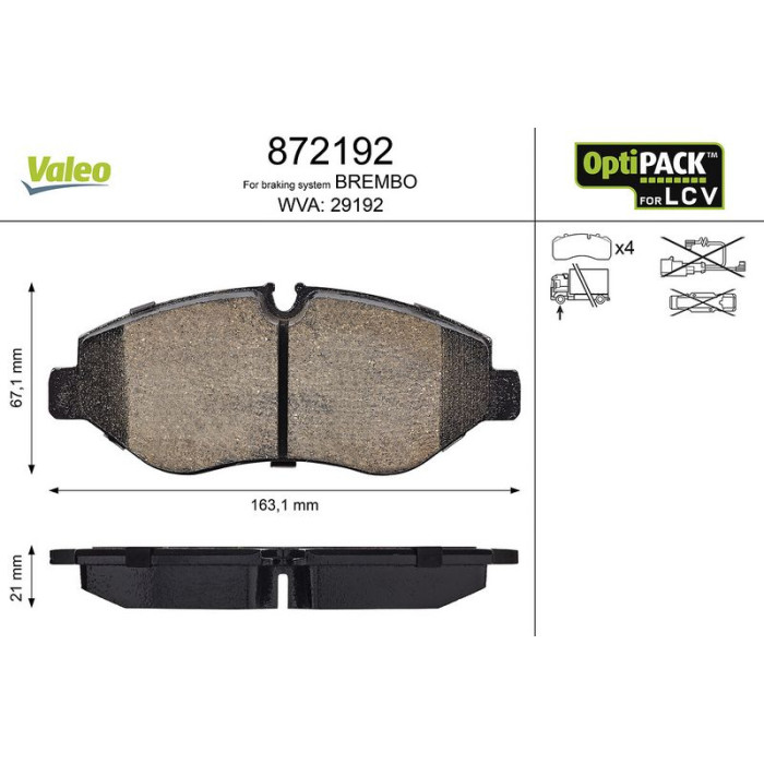 Valeo Bremsbelagsatz 872192 Valeo Bremsbelagsatz 872192
