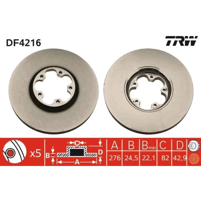 TRW Bremsscheibe Ford Transit 00 DF4216 TRW Bremsscheibe Ford Transit 00 DF4216
