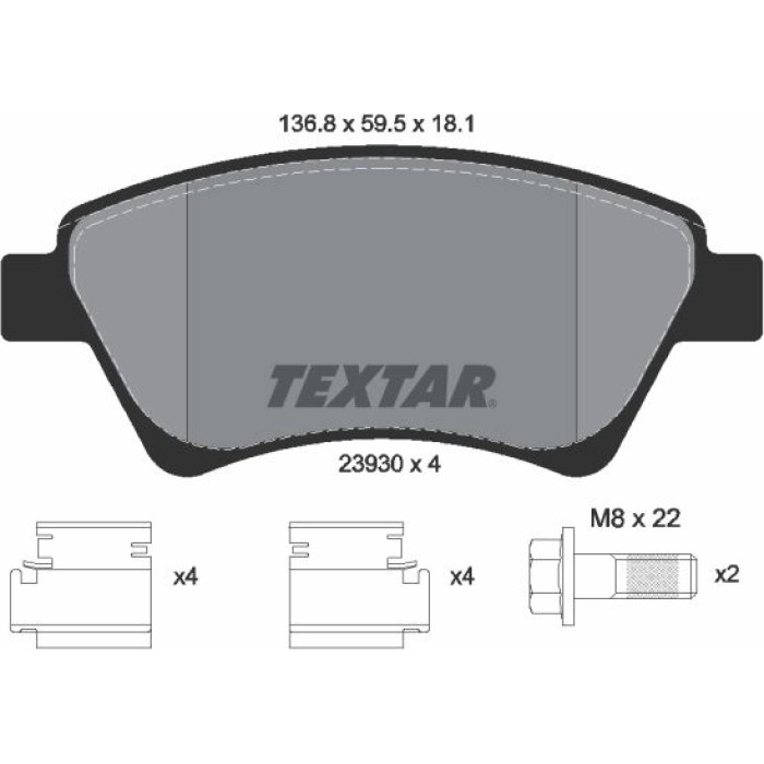 Textar Bremsbelagsatz 2393001 Textar Bremsbelagsatz 2393001