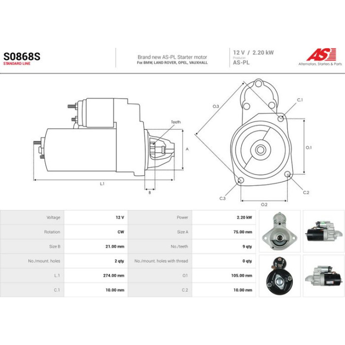 AS-PL Anlasser S0868S