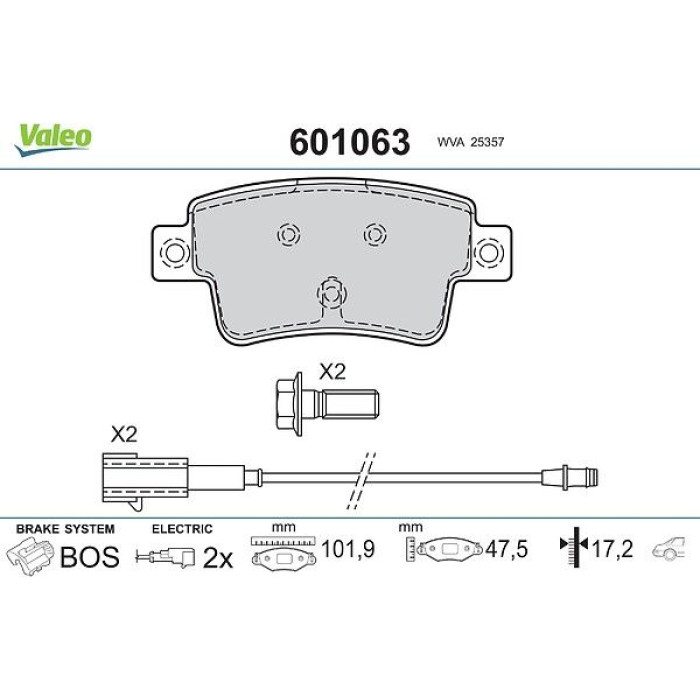 Valeo Bremsbelagsatz 601063 Valeo Bremsbelagsatz 601063