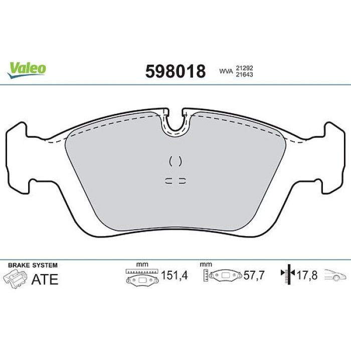 Valeo Bremsbelagsatz 598018 Valeo Bremsbelagsatz 598018