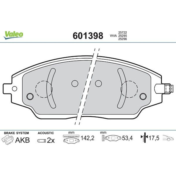 Valeo Bremsbelagsatz 601398 Valeo Bremsbelagsatz 601398