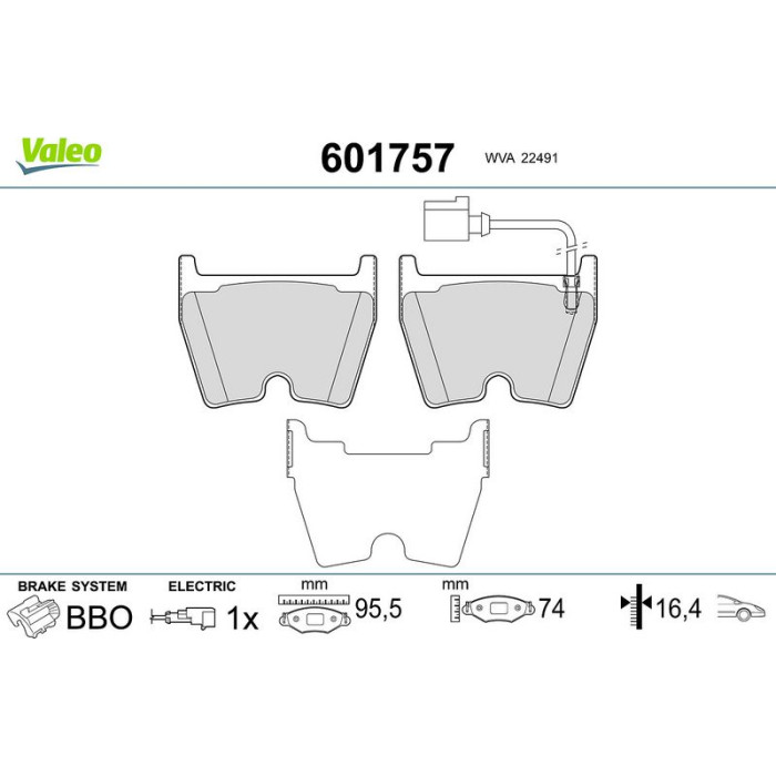 Valeo Bremsbelagsatz 601757 Valeo Bremsbelagsatz 601757