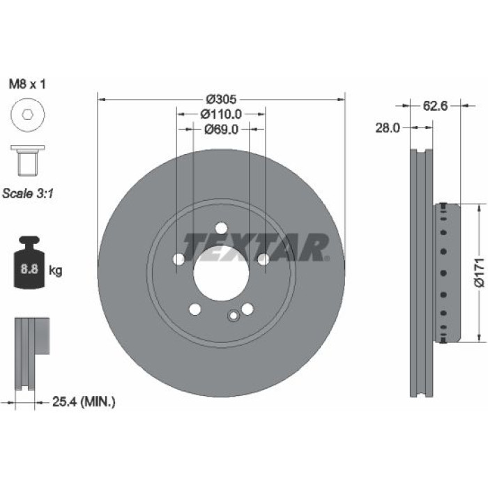 Textar Bremsscheibe 92343625 Textar Bremsscheibe 92343625