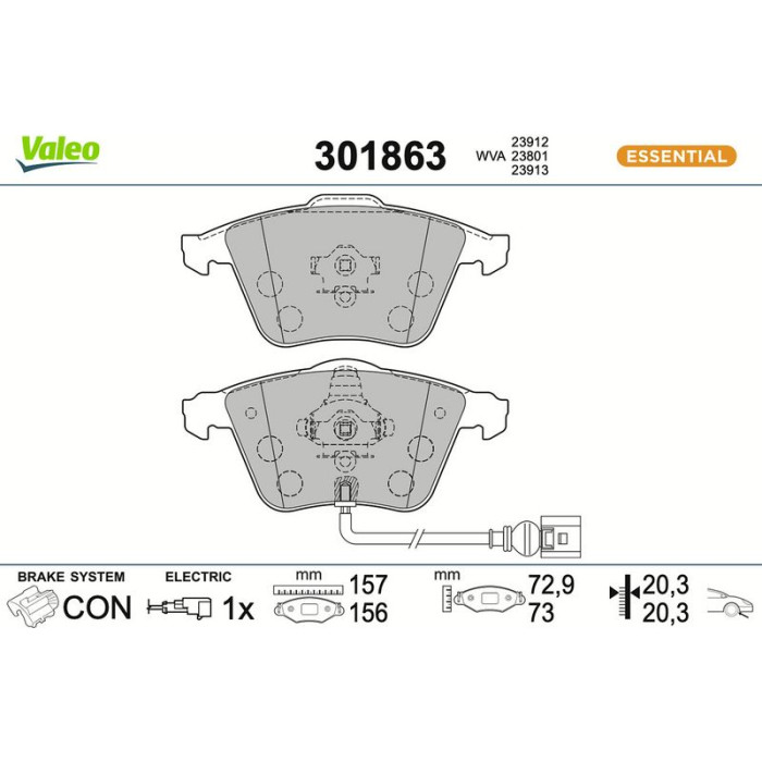 Valeo Bremsbelagsatz 301863 Valeo Bremsbelagsatz 301863