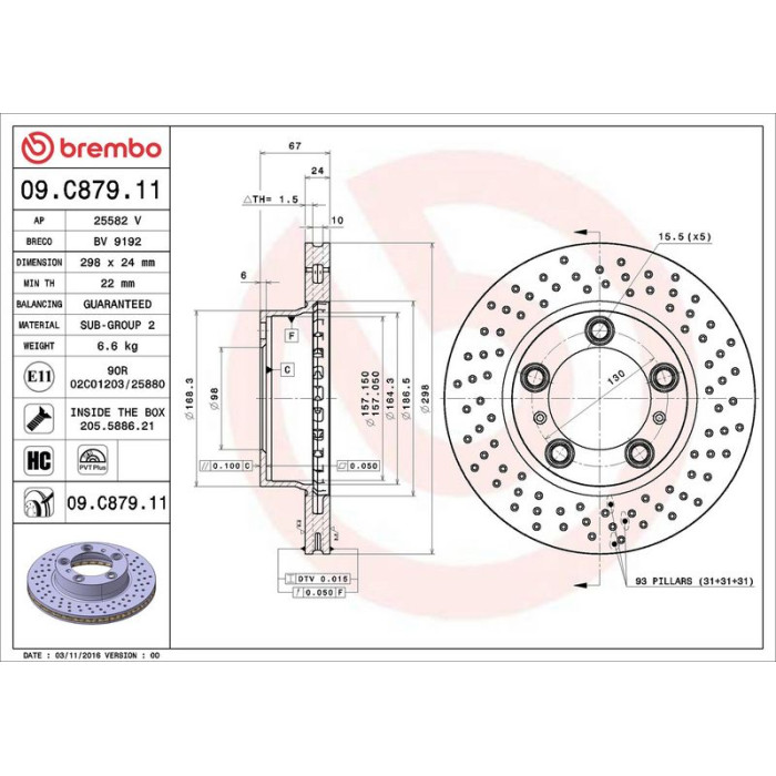 Brembo Bremsscheibe Vorderachse links 09.C879.11