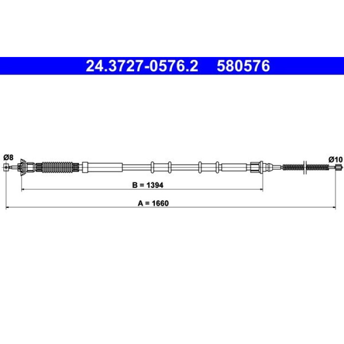 ATE Handbremsseil 24.3727-0576.2 ATE Handbremsseil 24.3727-0576.2