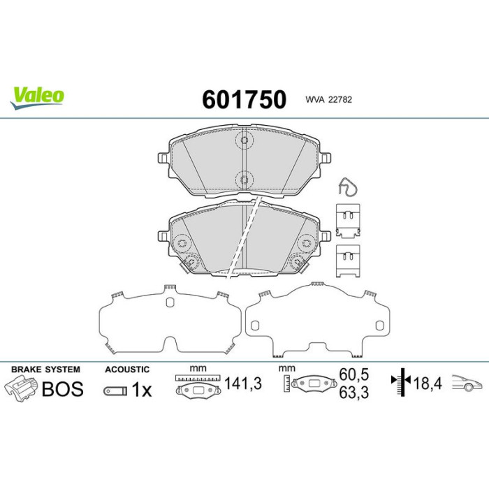 Valeo Bremsbelagsatz 601750 Valeo Bremsbelagsatz 601750