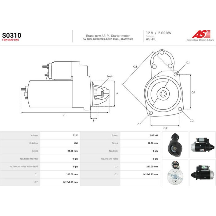 S0310 AS-PL Anlasser (Starter) S0310
